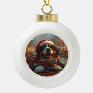 Adorno De Cerámica Tipo Bola Perro de montaña de Berna Montaña Rusa Navidad 
