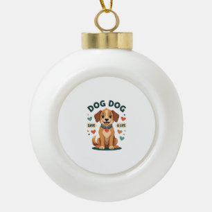 Adorno De Cerámica Tipo Bola Perro De Rescate Lindo Vintage Salva Una Vida Cach