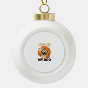 Adorno De Cerámica Tipo Bola Perro Es Boo Pug Halloween Fantasma Calabaza