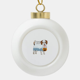 Adorno De Cerámica Tipo Bola Perro Fantasma Beagle Halloween