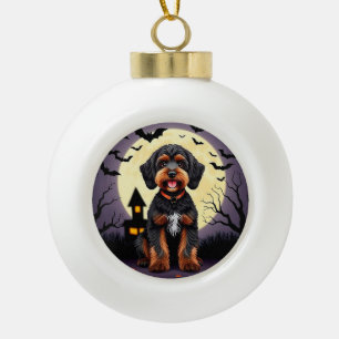 Adorno De Cerámica Tipo Bola Perro Feliz con Tema de Halloween