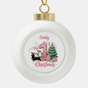 Adorno De Cerámica Tipo Bola Perro Lindo Pingüino Mi Primer Navidad