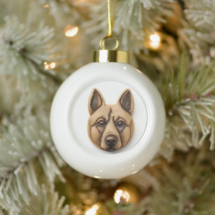 Adorno De Cerámica Tipo Bola Perro Malinoi Belga Inspirado en 3D