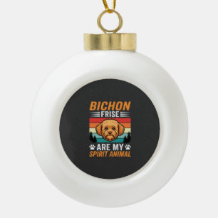Adorno De Cerámica Tipo Bola Perro retro espíritu animal Bichon Frise