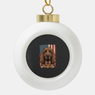 Adorno De Cerámica Tipo Bola Perro Sabueso Patriótico Arte de la Bandera Americ
