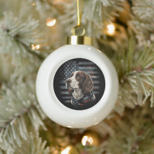 Adorno De Cerámica Tipo Bola Perro Springer Spaniel Bandera Americana