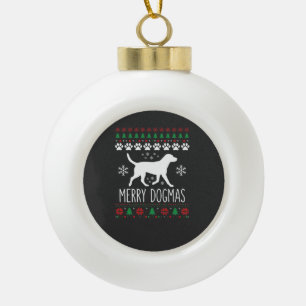 Adorno De Cerámica Tipo Bola Perro Vector de Navidad de Dogmas Alegres