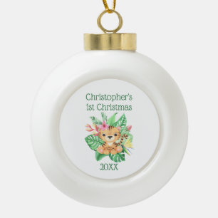 Adorno De Cerámica Tipo Bola Personaliza el primer Navidad de bebés Tigre bebé