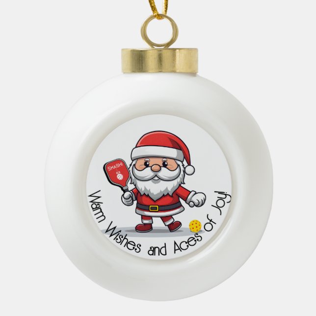 Adorno De Cerámica Tipo Bola Personalizable 🎅 Navidades pickleball (Anverso)