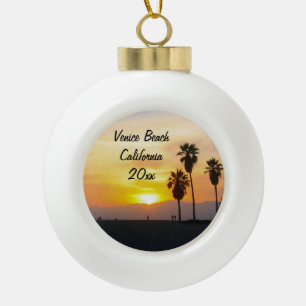 Adorno De Cerámica Tipo Bola Personalizable Venecia Beach California Sunset Xma