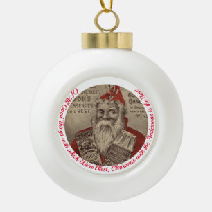 Adorno De Cerámica Tipo Bola Personalizable Vintage Santa