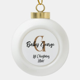 Adorno De Cerámica Tipo Bola Personalizado Bebé Primer Navidades monograma unis