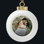 Adorno De Cerámica Tipo Bola Personalizado simple Nombre de la pareja de fotos<br><div class="desc">Captura la esencia de tu amor con nuestros simples nombres de fotos de parejas Personalizados Fecha Keepsake Ceramic Ball Ornament de Navidad. Este adorno no no es sólo una decoración, es un conservador personalizado y atemporal que conmemora el vínculo especial entre usted y su pareja. El diseño sencillo, con fotos...</div>