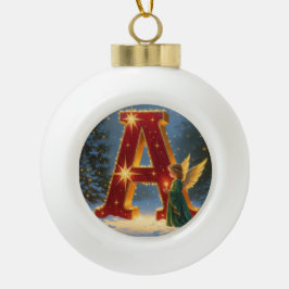 Adorno De Cerámica Tipo Bola Personalized Christmas Ornament – Letter A Ceramic