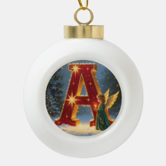 Adorno De Cerámica Tipo Bola Personalized Christmas Ornament – Letter A Ceramic