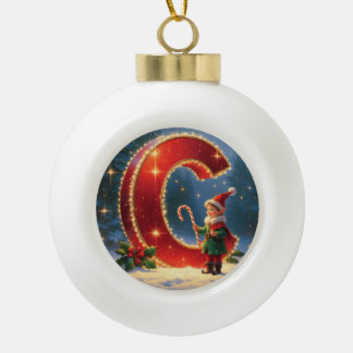 Adorno De Cerámica Tipo Bola Personalized Christmas Ornament – Letter C Ceramic