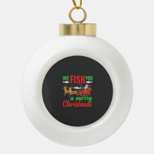 Adorno De Cerámica Tipo Bola Pesca de Navidad Feliz Pescan a Usted