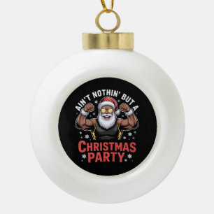 Adorno De Cerámica Tipo Bola Pijama de Navidad de Papá Noel afroamericano