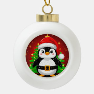 Adorno De Cerámica Tipo Bola 🐧 Pingüino Santa Claus Árbol de Navidad Diversión