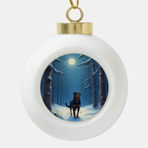 Adorno De Cerámica Tipo Bola Pintura de Navidad de Rottweiler Caminata por el B