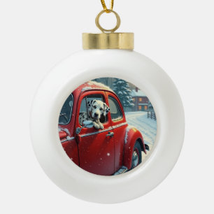 Adorno De Cerámica Tipo Bola Pintura de Navidad de un paseo en coche nevado con