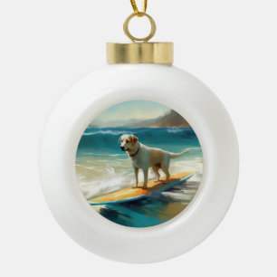 Adorno De Cerámica Tipo Bola Pintura de surf de Anatolian Shepherd Beach