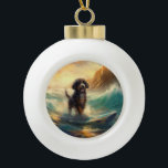 Adorno De Cerámica Tipo Bola Pintura de surf de Bernedoodle Beach<br><div class="desc">Sumérgete en el mundo lúdico de la aventura canina con esta pintura cautivadora. Un perro animado lleva a las olas, subiendo con habilidad al surf en una playa con sol. El vibrante arte captura bellamente la esencia de la emoción en la playa mientras el perro recorre sin miedo las olas,...</div>