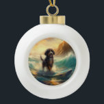 Adorno De Cerámica Tipo Bola Pintura de surf de Bernedoodle Beach<br><div class="desc">Sumérgete en el mundo lúdico de la aventura canina con esta pintura cautivadora. Un perro animado lleva a las olas, subiendo con habilidad al surf en una playa con sol. El vibrante arte captura bellamente la esencia de la emoción en la playa mientras el perro recorre sin miedo las olas,...</div>