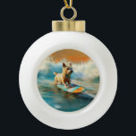 Adorno De Cerámica Tipo Bola Pintura de surf de Biewer Terrier Beach<br><div class="desc">Sumérgete en el mundo lúdico de la aventura canina con esta pintura cautivadora. Un perro animado lleva a las olas, subiendo con habilidad al surf en una playa con sol. El vibrante arte captura bellamente la esencia de la emoción en la playa mientras el perro recorre sin miedo las olas,...</div>