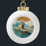 Adorno De Cerámica Tipo Bola Pintura de surf de Biewer Terrier Beach<br><div class="desc">Sumérgete en el mundo lúdico de la aventura canina con esta pintura cautivadora. Un perro animado lleva a las olas, subiendo con habilidad al surf en una playa con sol. El vibrante arte captura bellamente la esencia de la emoción en la playa mientras el perro recorre sin miedo las olas,...</div>