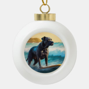 Adorno De Cerámica Tipo Bola Pintura de surf de Cane Corso Beach