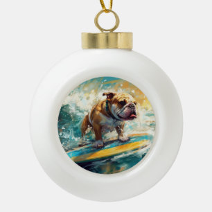 Adorno De Cerámica Tipo Bola Pintura de Surf en la Playa Bulldog