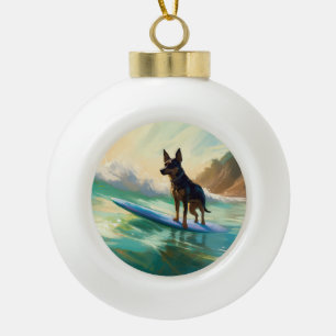 Adorno De Cerámica Tipo Bola Pintura de Surf en la Playa de Kelpie Australiano