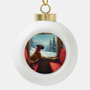 Adorno De Cerámica Tipo Bola Pintura del viaje en tren de Nochebuena del Bóxer