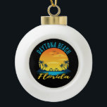 Adorno De Cerámica Tipo Bola Playa Daytona Florida Palm Trees Beach<br><div class="desc">Daytona Beach Florida Palmeras Ornamento de Navidad</div>