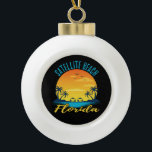 Adorno De Cerámica Tipo Bola Playa satélite Florida Palm Trees Beach<br><div class="desc">Playa Satélite Florida Palmeras Cerámica Bola Ornamento de Navidad</div>