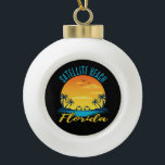 Adorno De Cerámica Tipo Bola Playa satélite Florida Palm Trees Beach<br><div class="desc">Playa Satélite Florida Palmeras Cerámica Bola Ornamento de Navidad</div>