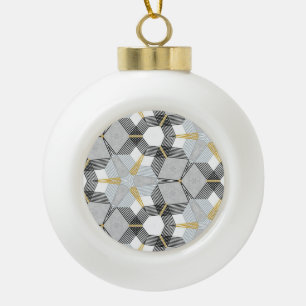 Adorno De Cerámica Tipo Bola Plaza hexagonal colorida: caleidoscopio geométrico