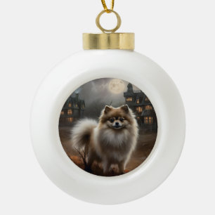 Adorno De Cerámica Tipo Bola Pomerania de Halloween de terror