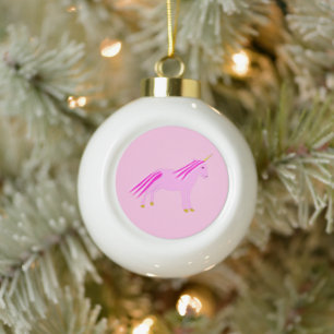 Adorno De Cerámica Tipo Bola Precioso Unicornio de Niña Bebé Rosa