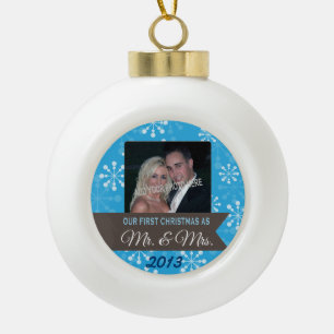 Adorno De Cerámica Tipo Bola Primer navidad como Sr. y señora Customizable