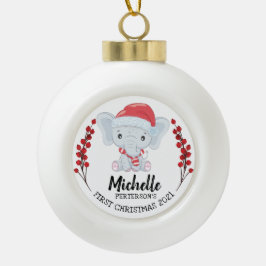 Adorno De Cerámica Tipo Bola Primer Navidad de bebé elefante en vacaciones de i