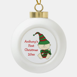Adorno De Cerámica Tipo Bola Primer nombre/año del Navidad-Personalizar del