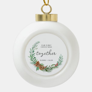 Adorno De Cerámica Tipo Bola Primer regalo de Navidad juntos para pareja