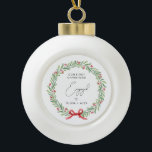 Adorno De Cerámica Tipo Bola Primer regalo de Navidades personalizados de Navid<br><div class="desc">Primer Ornamento Personalizado de Navidad Comprometido Celebrar su primera Navidad como una pareja comprometida con un hermoso y significativo mantenimiento! Este adorno personalizado está diseñado para capturar la alegría y el amor de este hito especial.</div>