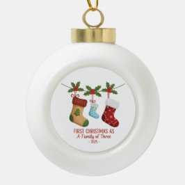 Adorno De Cerámica Tipo Bola Primera Navidad como familia de los tres 2025 | Cu