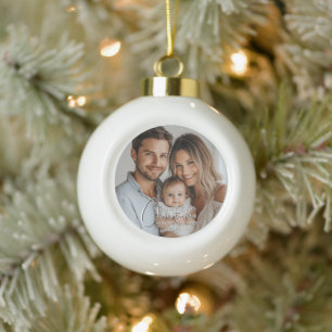 Adorno De Cerámica Tipo Bola Primera Navidad como foto de mamá y papá Personali