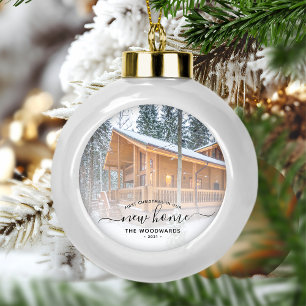 Adorno De Cerámica Tipo Bola Primera Navidad en Casa Nueva Foto Personalizada T