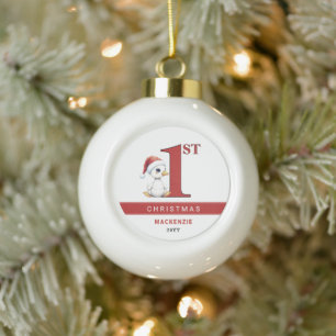 Adorno De Cerámica Tipo Bola Primera Navidad Personalizada Acuarela Ganso Pato