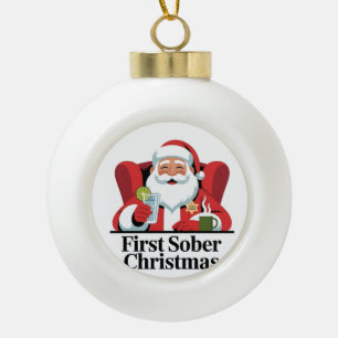 Adorno De Cerámica Tipo Bola Primera Navidad Sobria Santa Sobriedad Navidad